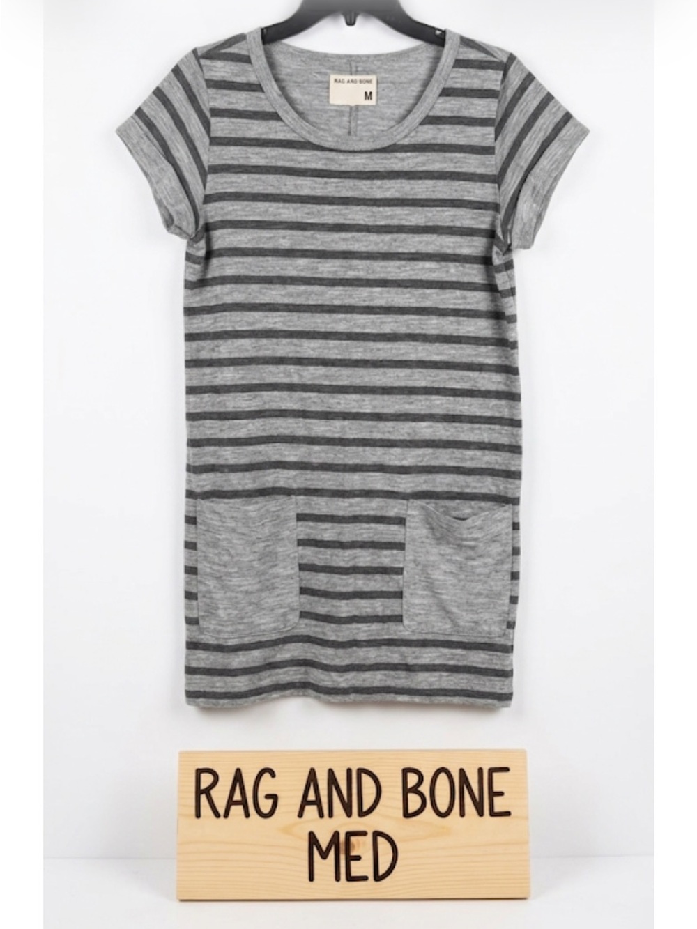 rag & bone Gray Striped Knit Tee dress ptp 19 length 32
